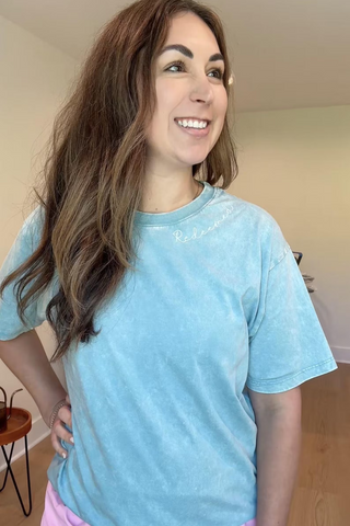Personalized Embroidered Collar Acid Washed Tee