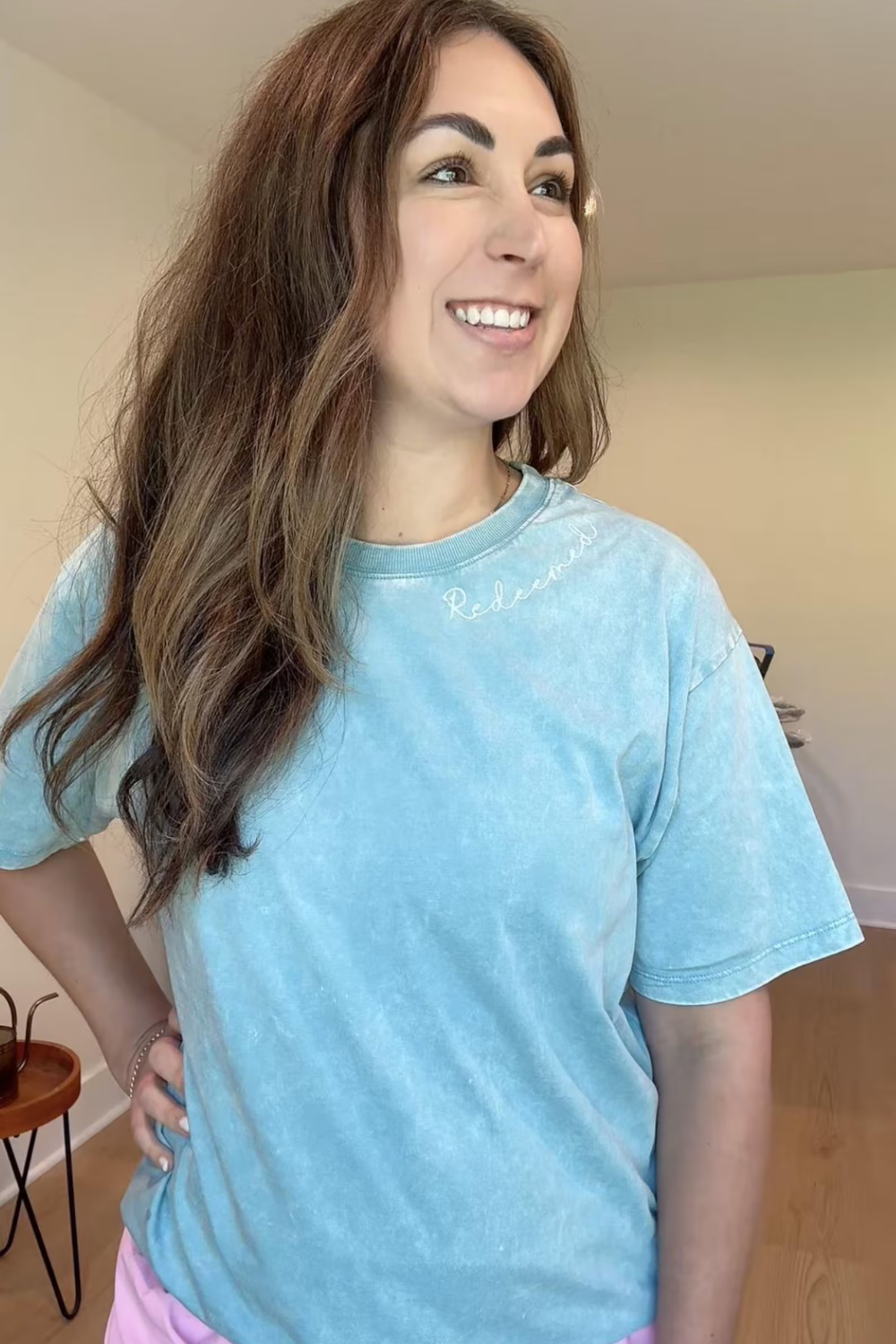 Personalized Embroidered Collar Acid Washed Tee