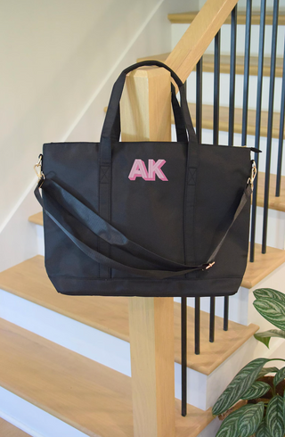 Embroidered Tote Bag, Nylon Name Classic Tote with Zipper