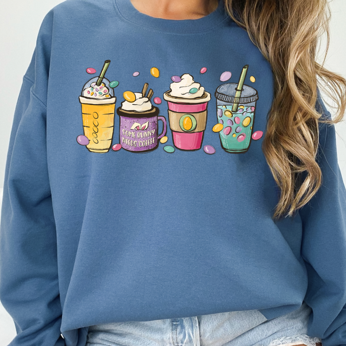 Women&#39;s Easter Graphic Sweatshirt Coffee Crewneck