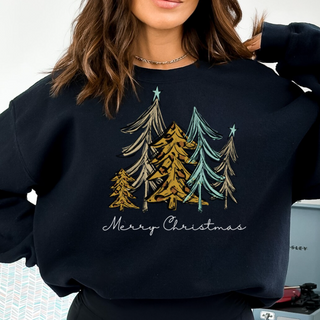 Christmas Sweatshirt Leopard Trees