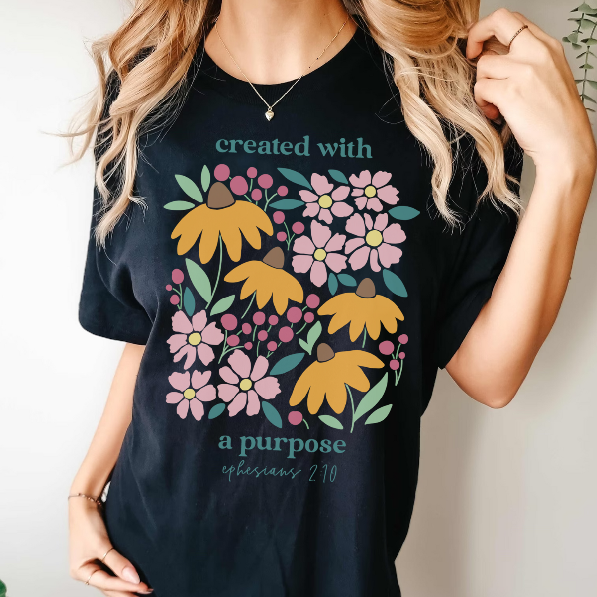 Christian Women's Graphic Tee Created With A Purpose Comfort Colors