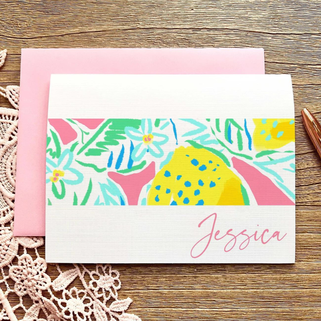 Personalized Stationery | Floral Stationary with Lilly | Stationary Notecards, Personalized Watercolor, Monogram, Custom, Girly Card Set