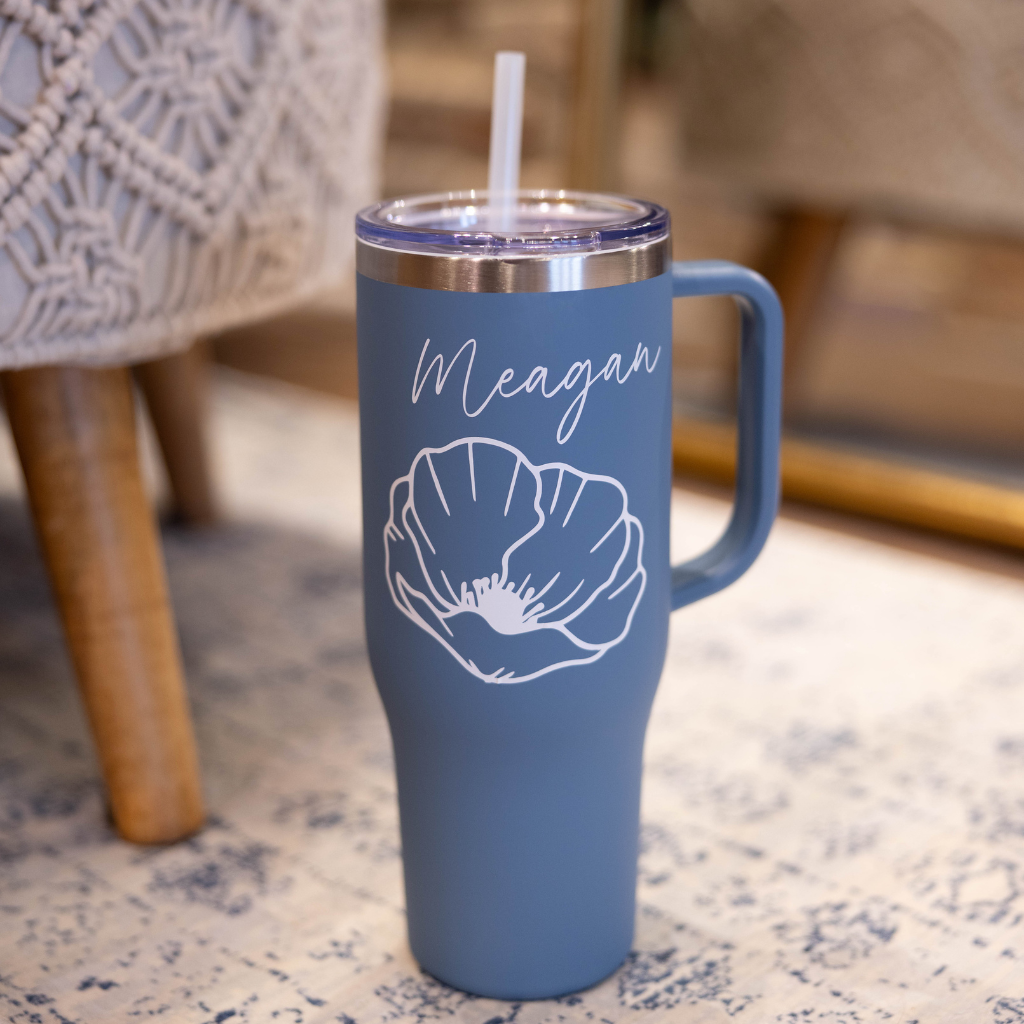 Personalized 40 oz Tumbler with Handle & Straw MAARS Floral Tumbler