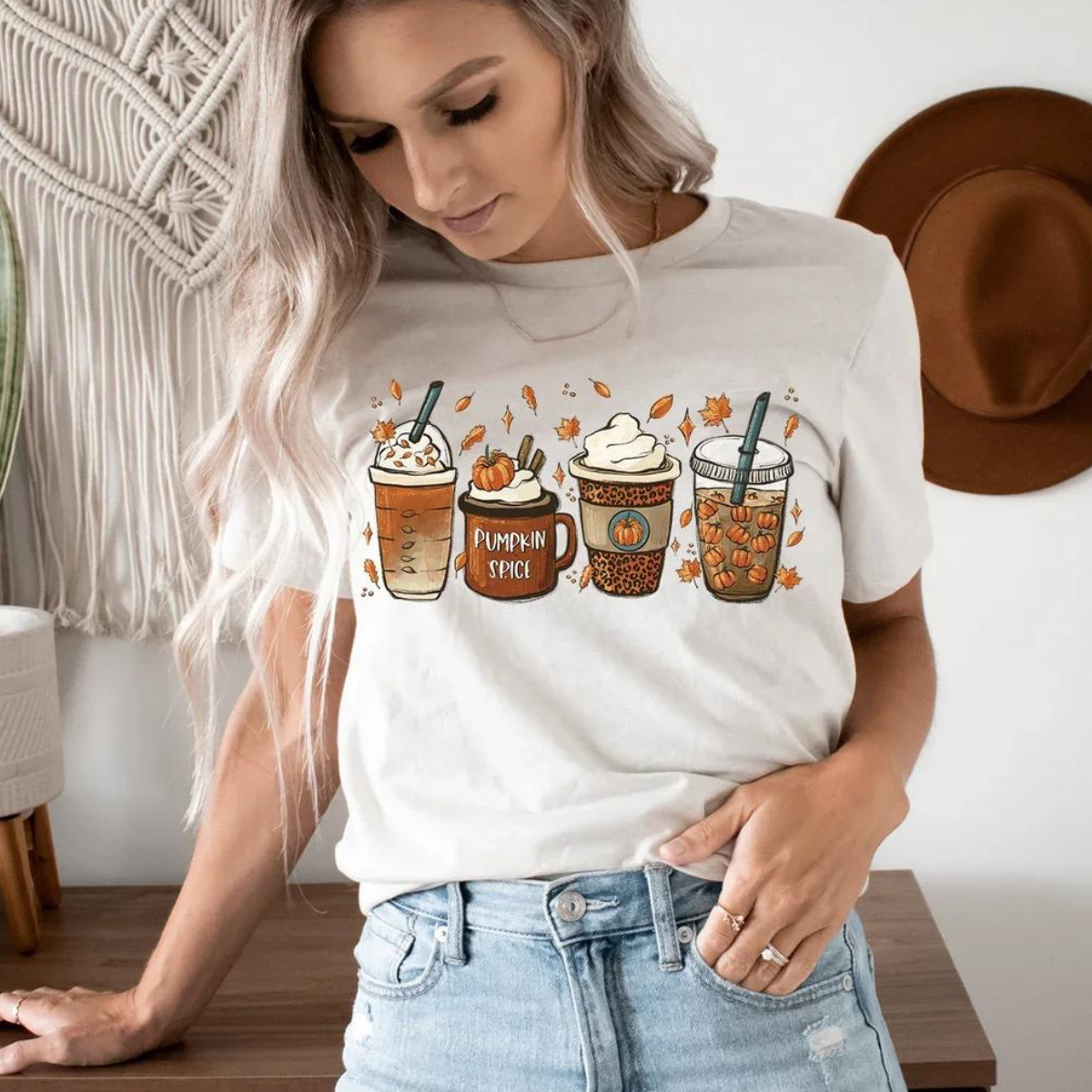 Pumpkin Spice Coffee Fall Graphic Tee | Women Graphic Tees