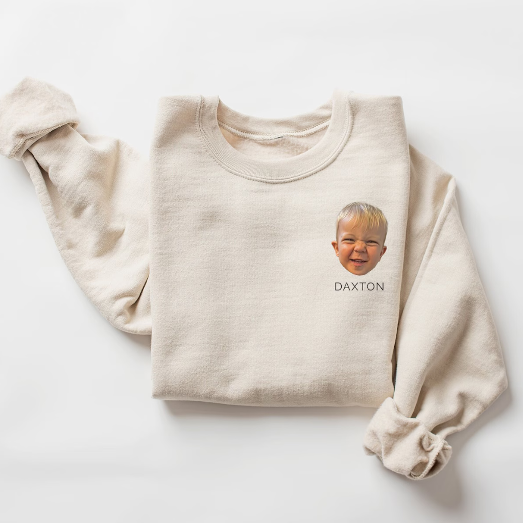 Sweatshirt for Mom with Kid Photo Custom Personalized Mother&#39;s Day Shirt Custom T Shirts Funny Mom Gift Sweater Crewneck, Oil Paint