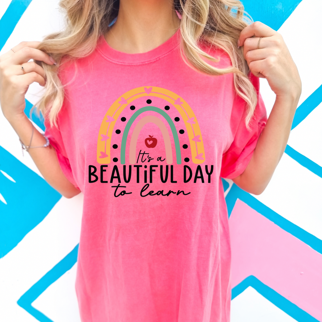 It&#39;s A Beautiful Day To Learn | Teacher Gift Comfort Colors Tees