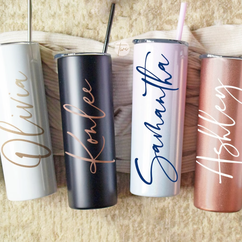 Personalized Skinny Tumbler with Slide Lid & Stainless Straw