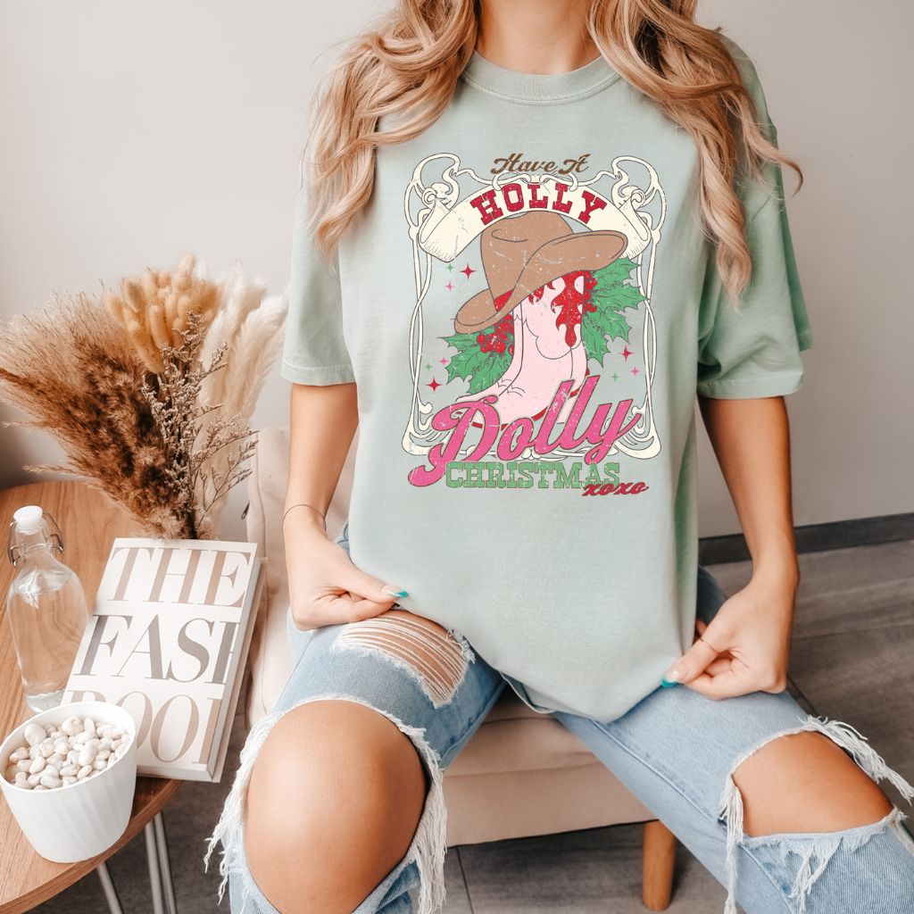 Holly Dolly Christmas Comfort Colors Graphic Tee