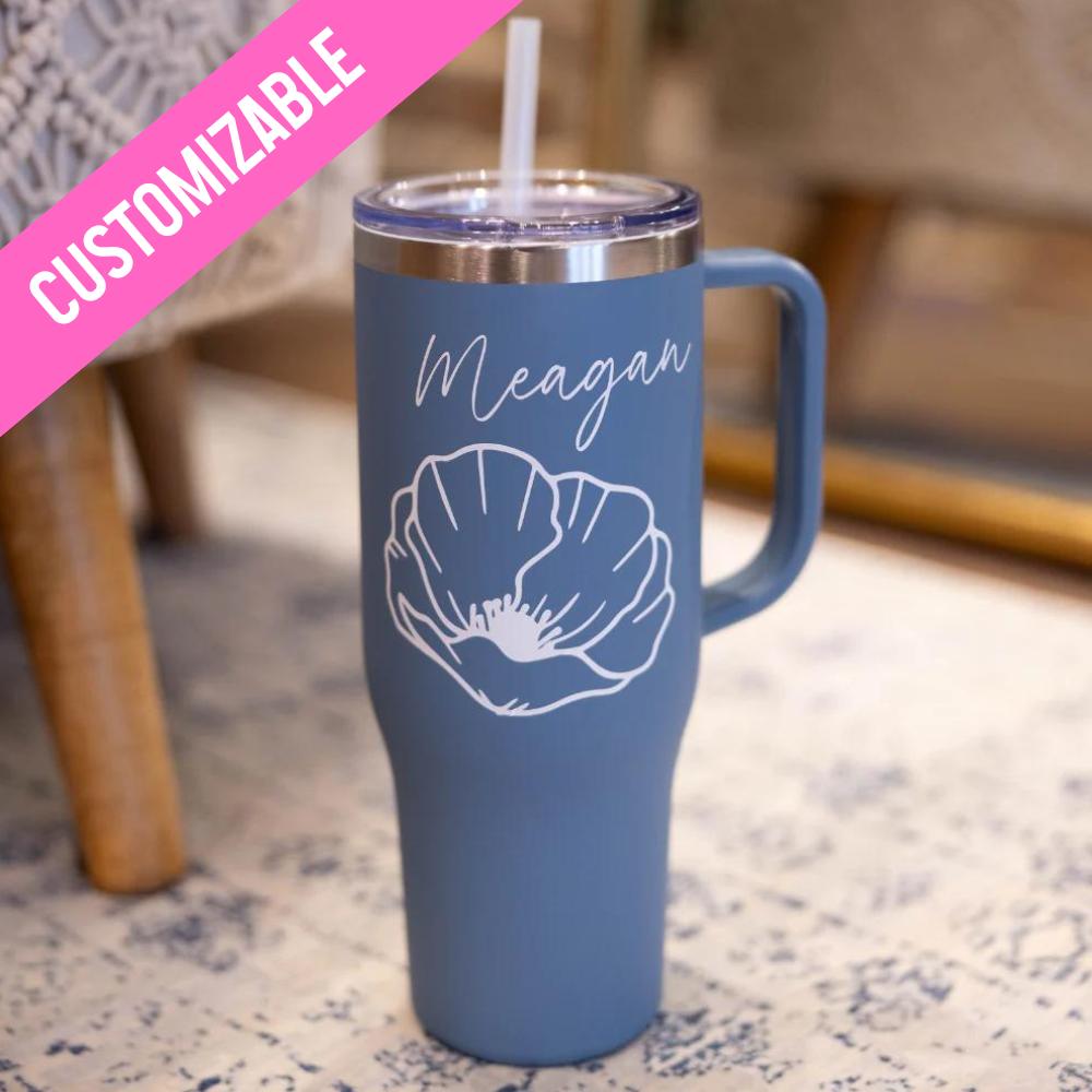 Personalized 40 oz Tumbler with Handle &amp; Straw MAARS Floral Tumbler