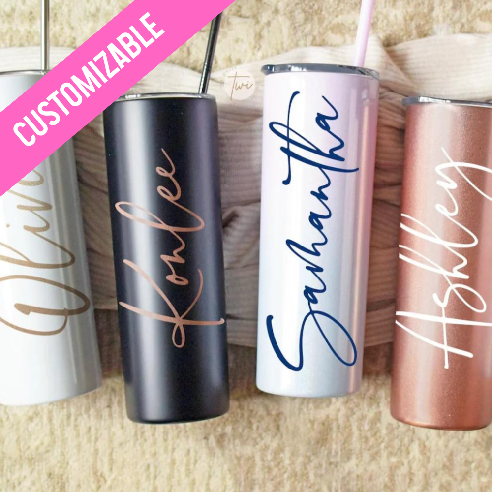 Personalized Skinny Tumbler with Slide Lid &amp; Stainless Straw