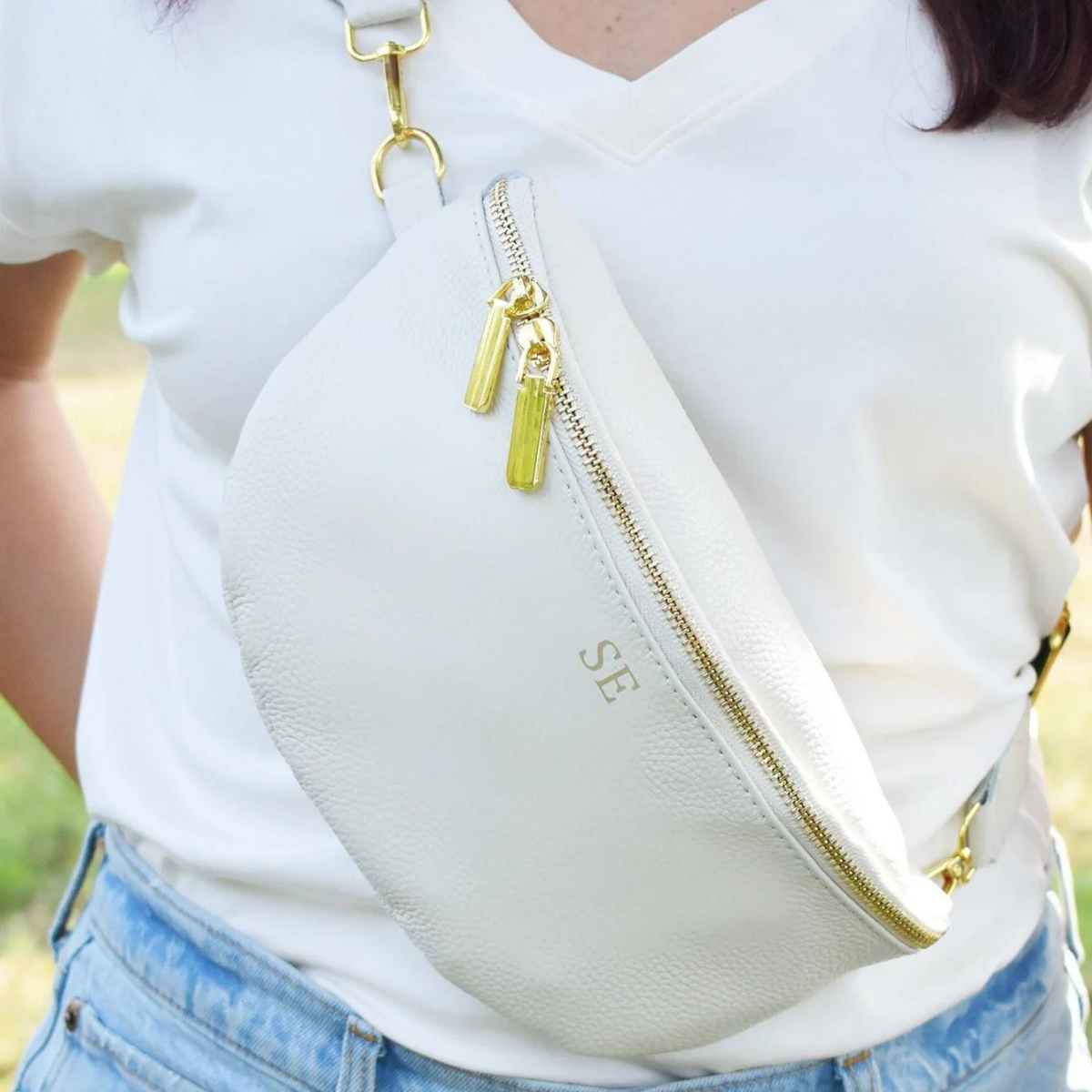 Ivory Leather Fanny Pack Crossbody Bags Melody Faye