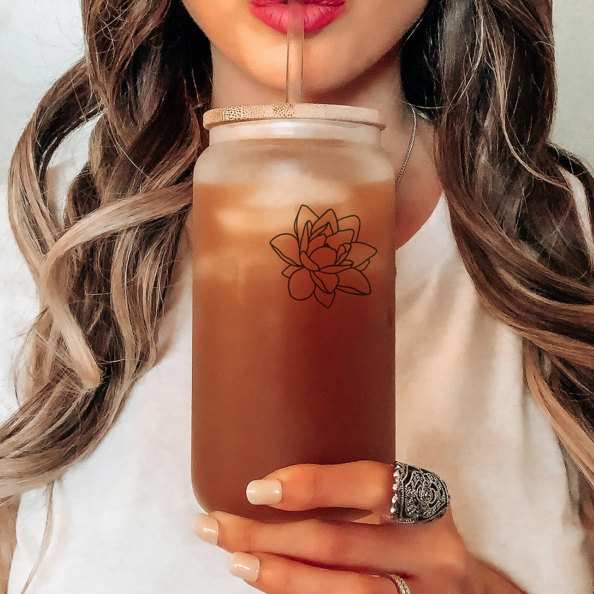 Personalized Birth Flower Iced Coffee Cup