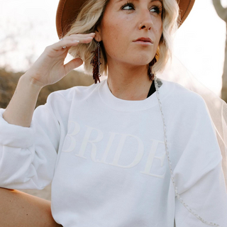 Embossed Bride White Sweatshirt Engagement Gift
