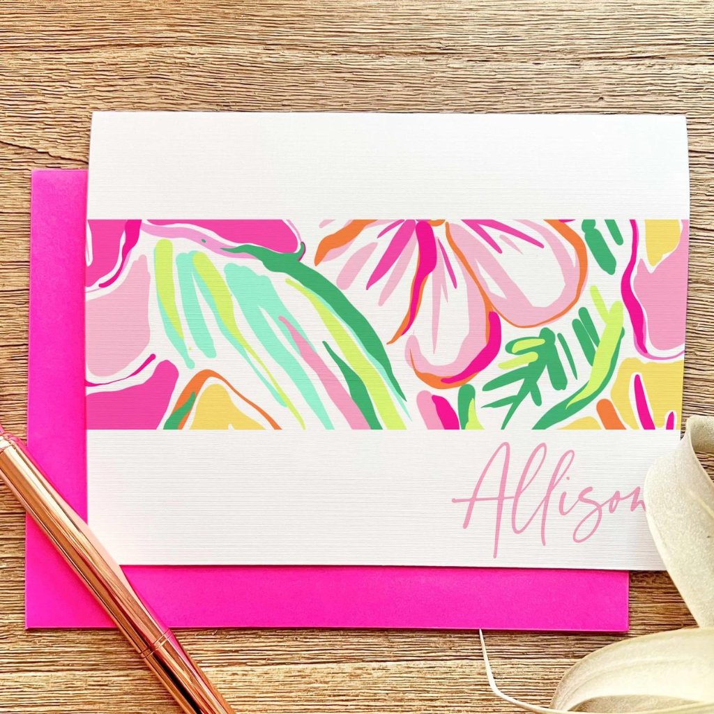 Personalized Stationery | Floral Stationary with Lilly | Stationary Notecards, Personalized Watercolor, Monogram, Custom, Girly Card Set