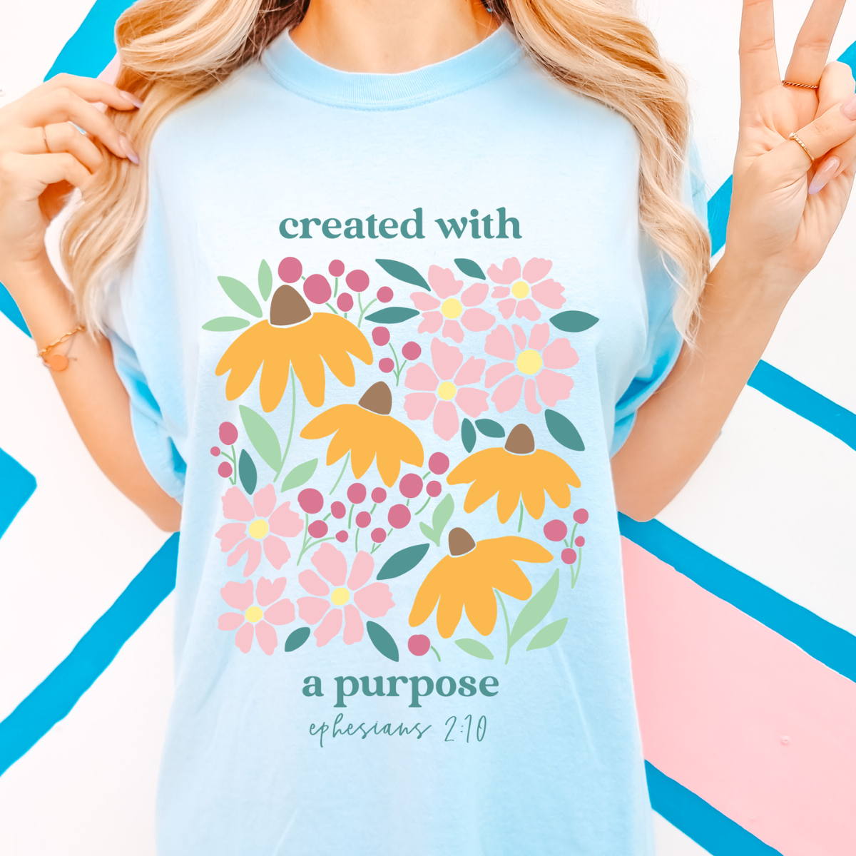 Christian Women&#39;s Graphic Tee Created With A Purpose Comfort Colors