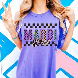 Mardi Gras Checkered Comfort Colors Tee