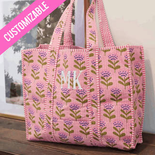 Custom Block Print Embroidered Tote