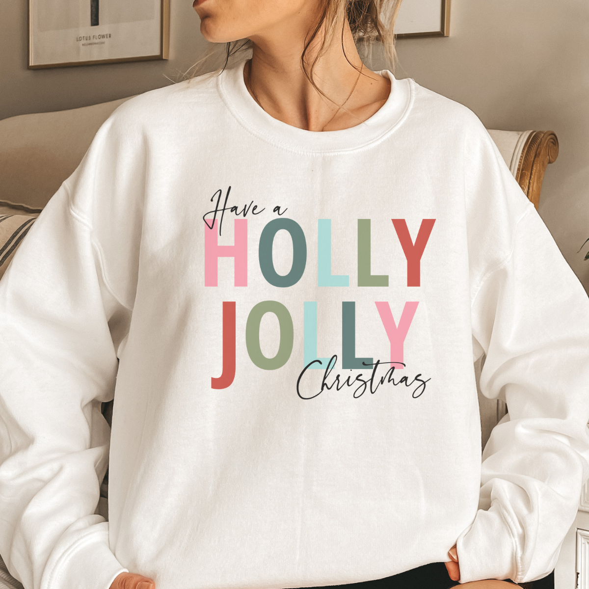 Christmas Sweatshirt Holly Jolly