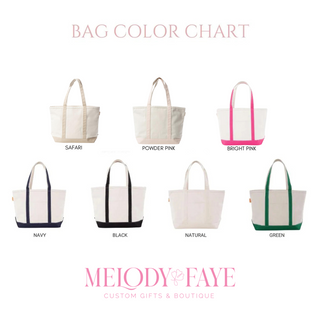 Large Canvas Monogrammed Classic Tote Bag w Zipper