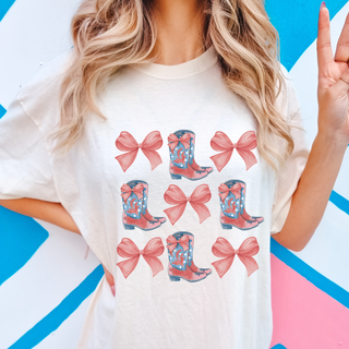 Bow and Boot Women's Graphic Tee Coquette Bow