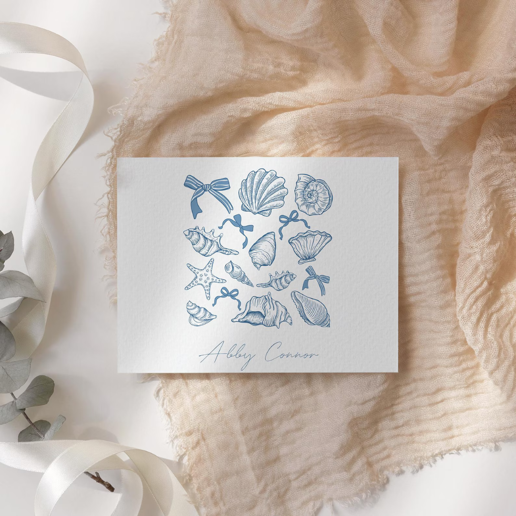 Personalized Shell Summer Notecard Set