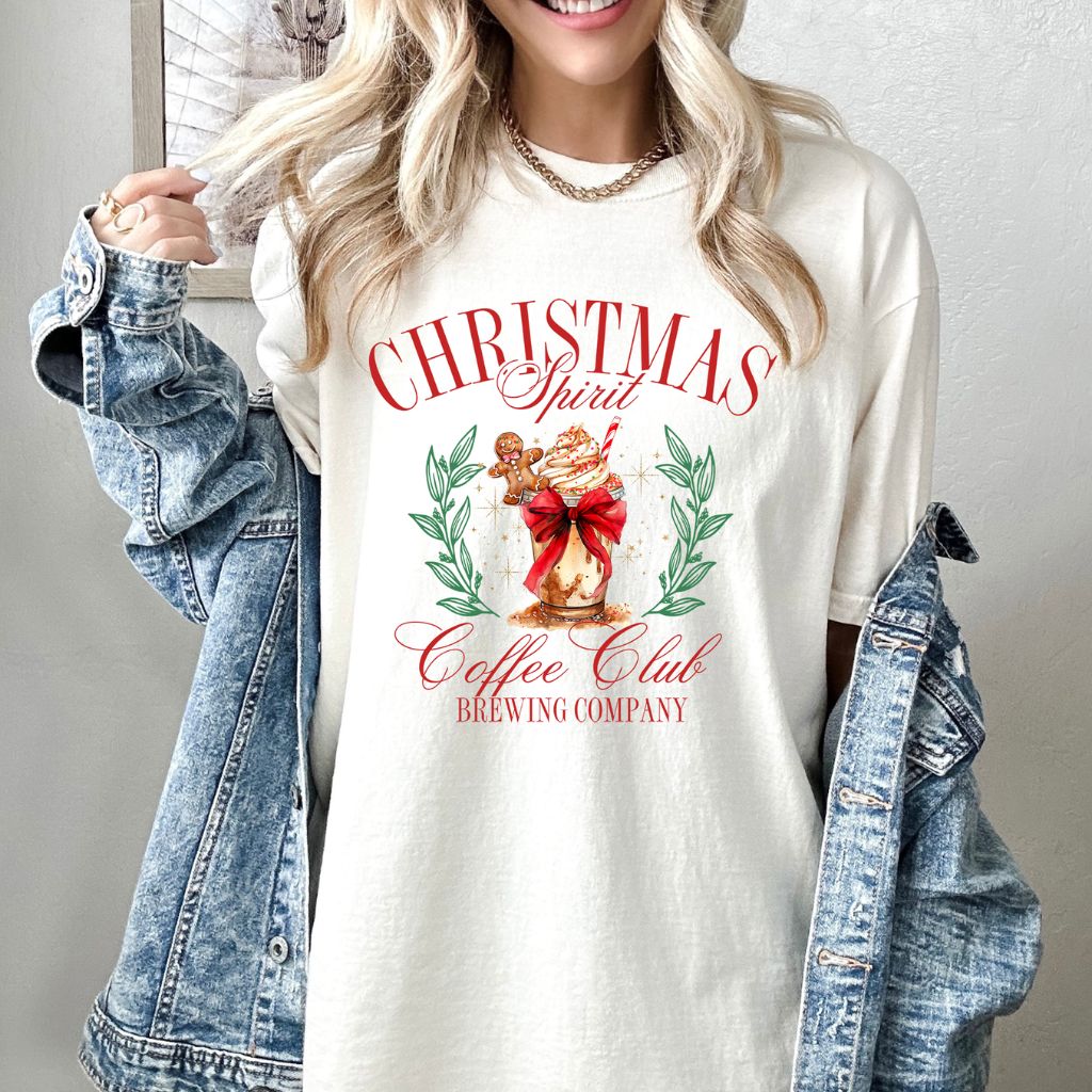 Christmas Spirit Coffee Club Comfort Colors Graphic Tee