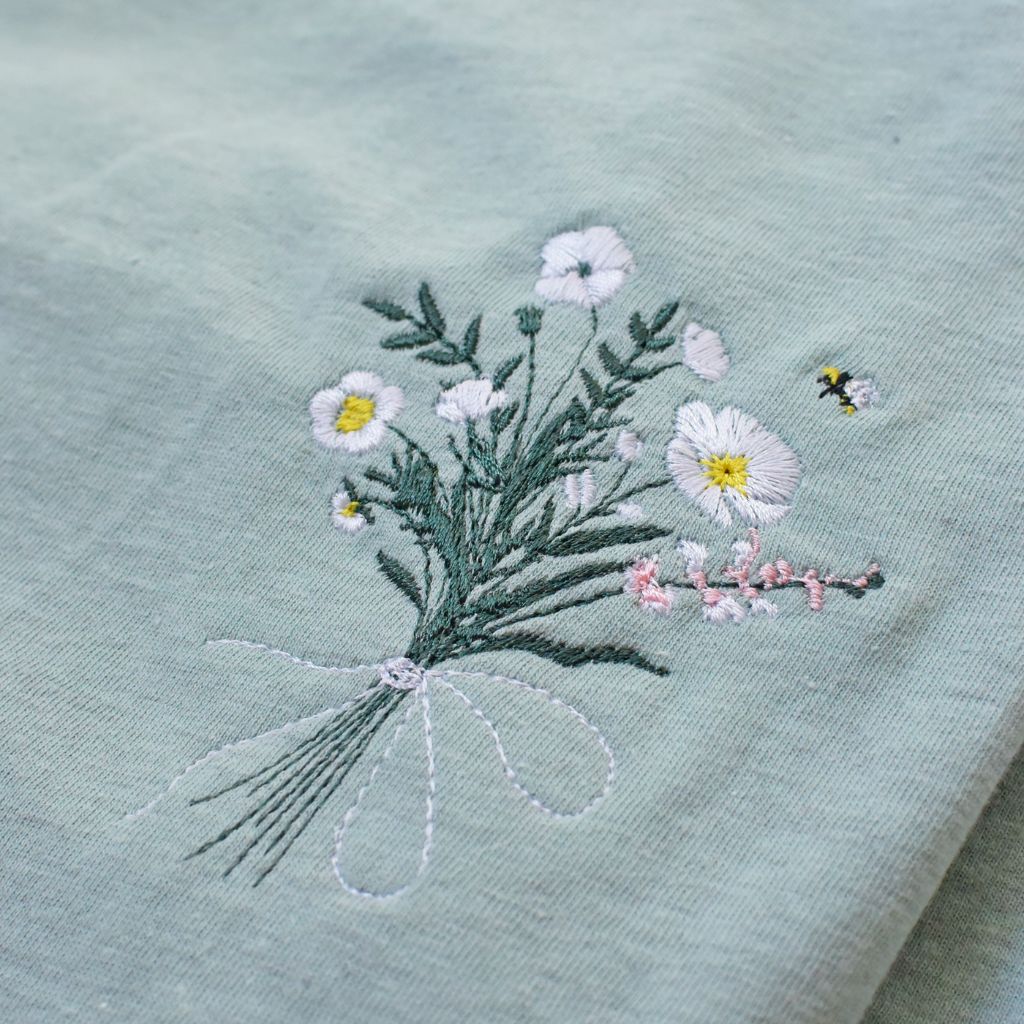 Embroidered Floral Bouquet Summer Tee for Women