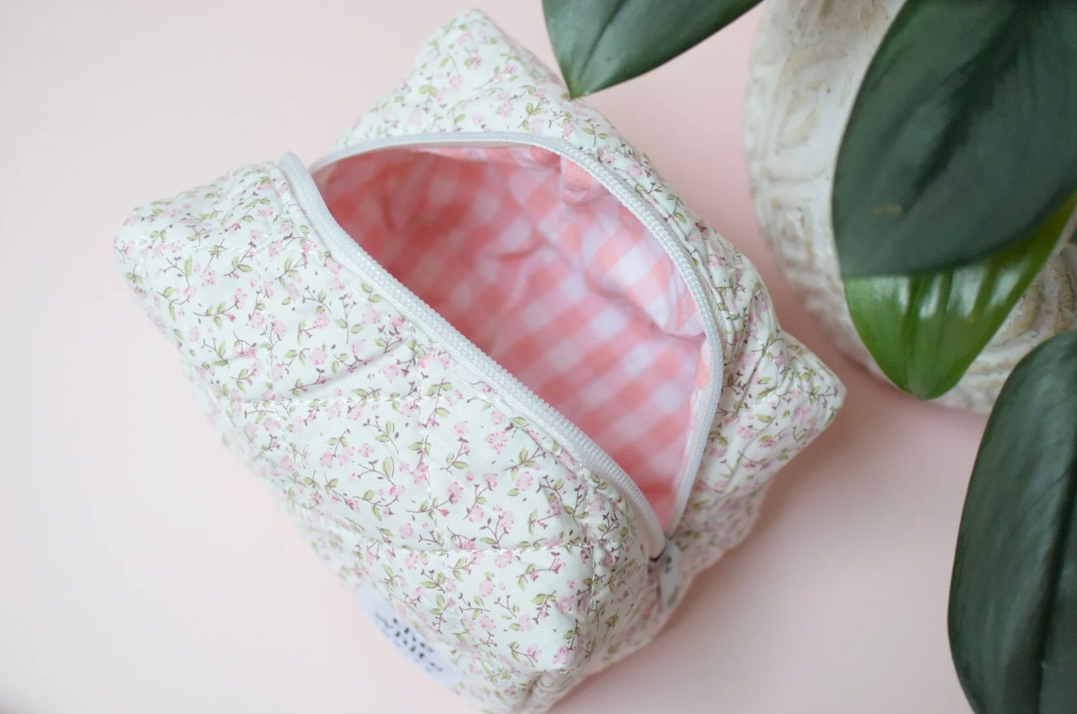 Custom Quilted Makeup Bag, personalized cosmetic bag with a stylish quilted design, perfect for bridesmaid gifts, travel, or everyday use, durable and elegant, available at Melody Faye.