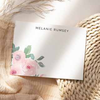 Floral Personalized Note Cards with Envelopes, Stationery Set, Watercolor Stationary Cards, Thank You Flat Notecards, Stationery for Women