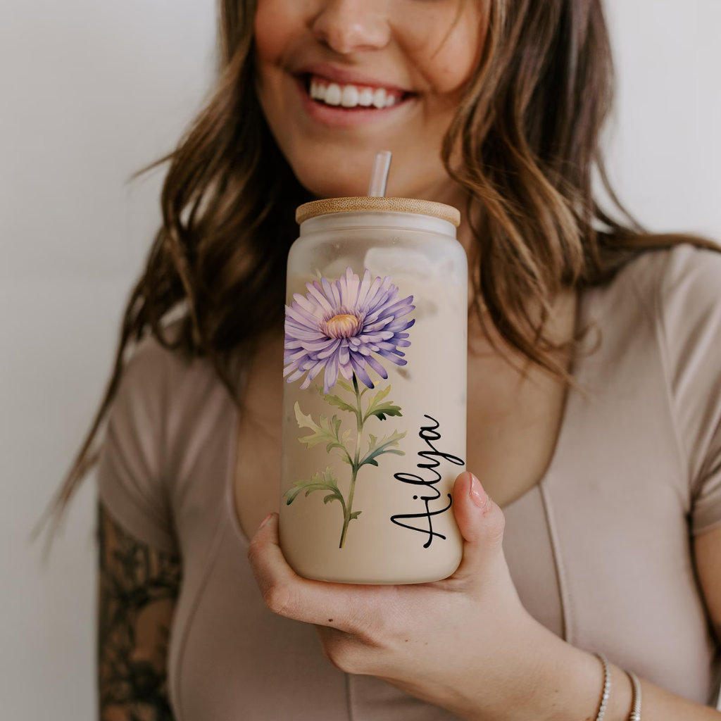 Personalized Birth Flower Coffee Cup