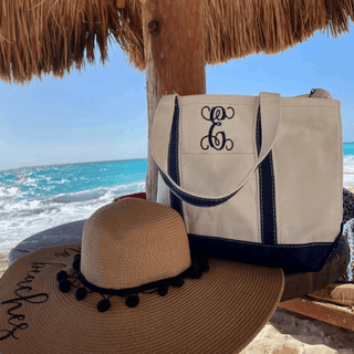 Shadow Text Monogram Tote Bag Personalized Canvas Tote