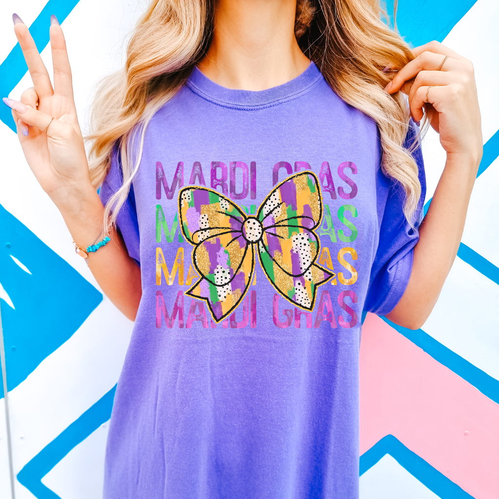 Mardi Gras Bow Comfort Colors Tee