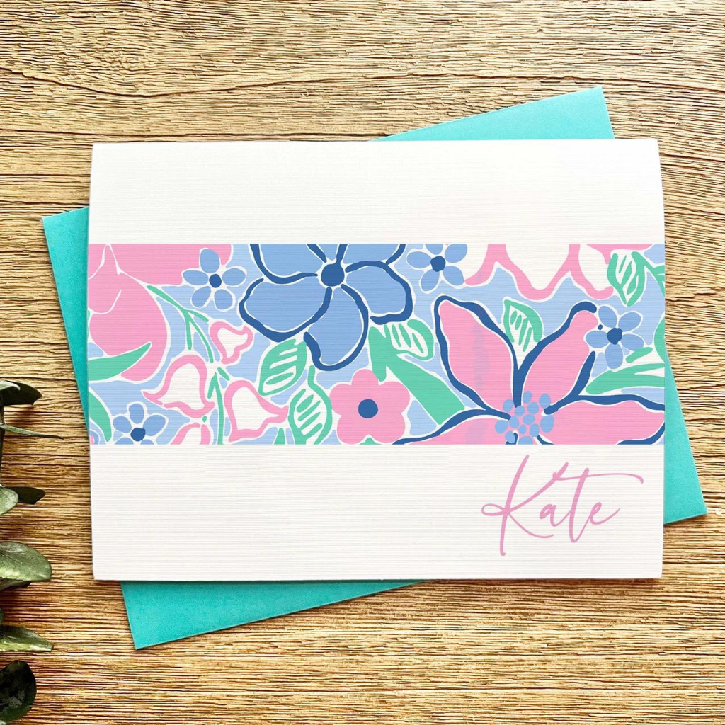 Personalized Stationery | Floral Stationary with Lilly | Stationary Notecards, Personalized Watercolor, Monogram, Custom, Girly Card Set