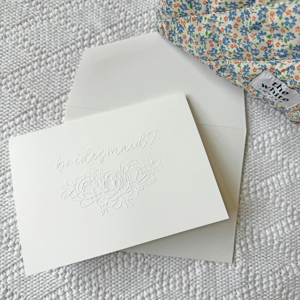 Will You Be My Bridesmaid Card Embossed Letterpressed Minimal