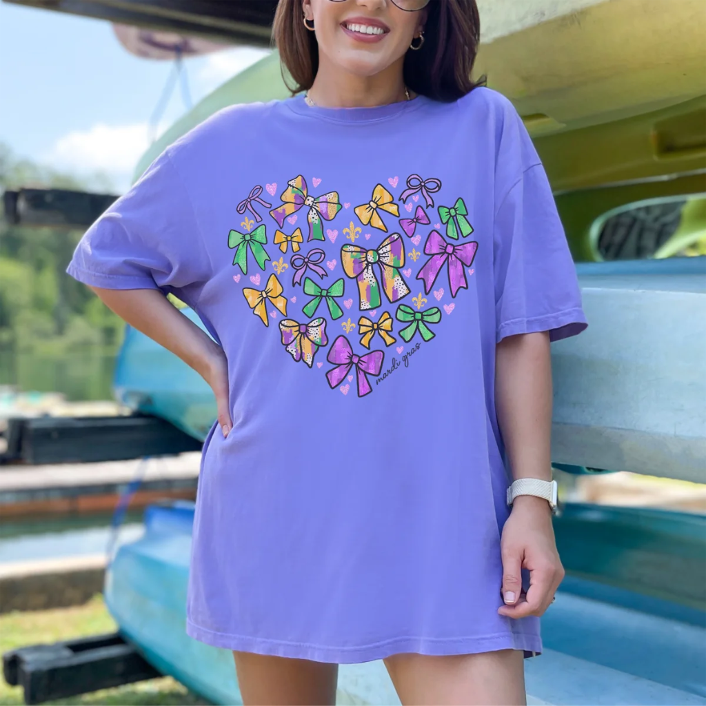 Mardi Gras Heart Mai Comfort Colors Tee