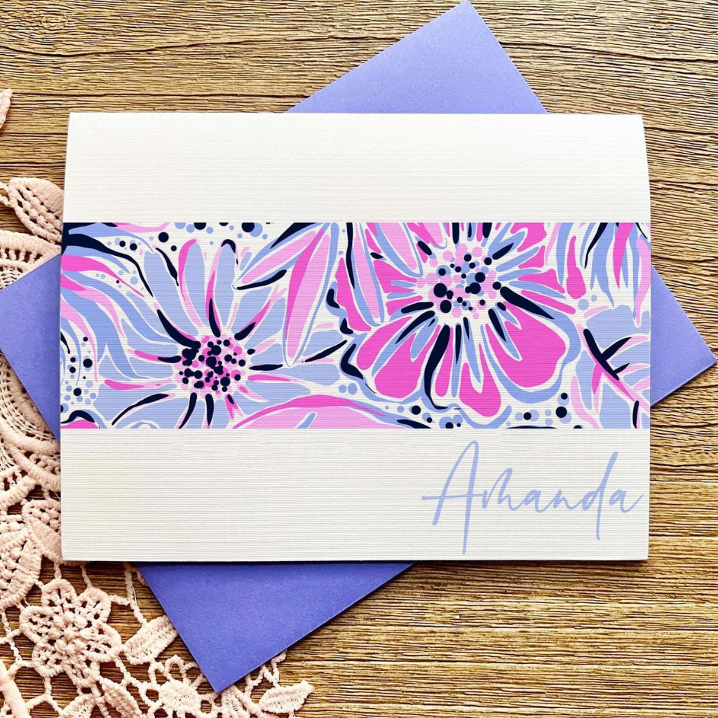 Personalized Stationery | Floral Stationary with Lilly | Stationary Notecards, Personalized Watercolor, Monogram, Custom, Girly Card Set