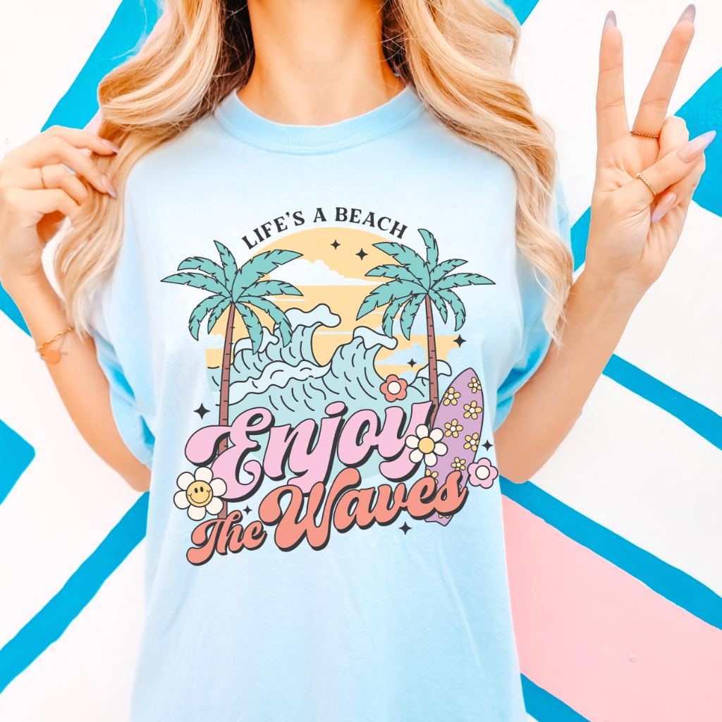 Enjoy The Waves Retro Comfort Colors Tee