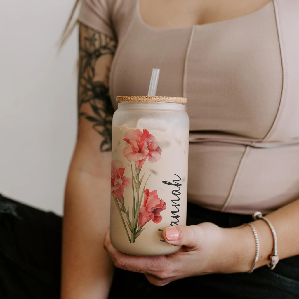 Personalized Birth Flower Coffee Cup