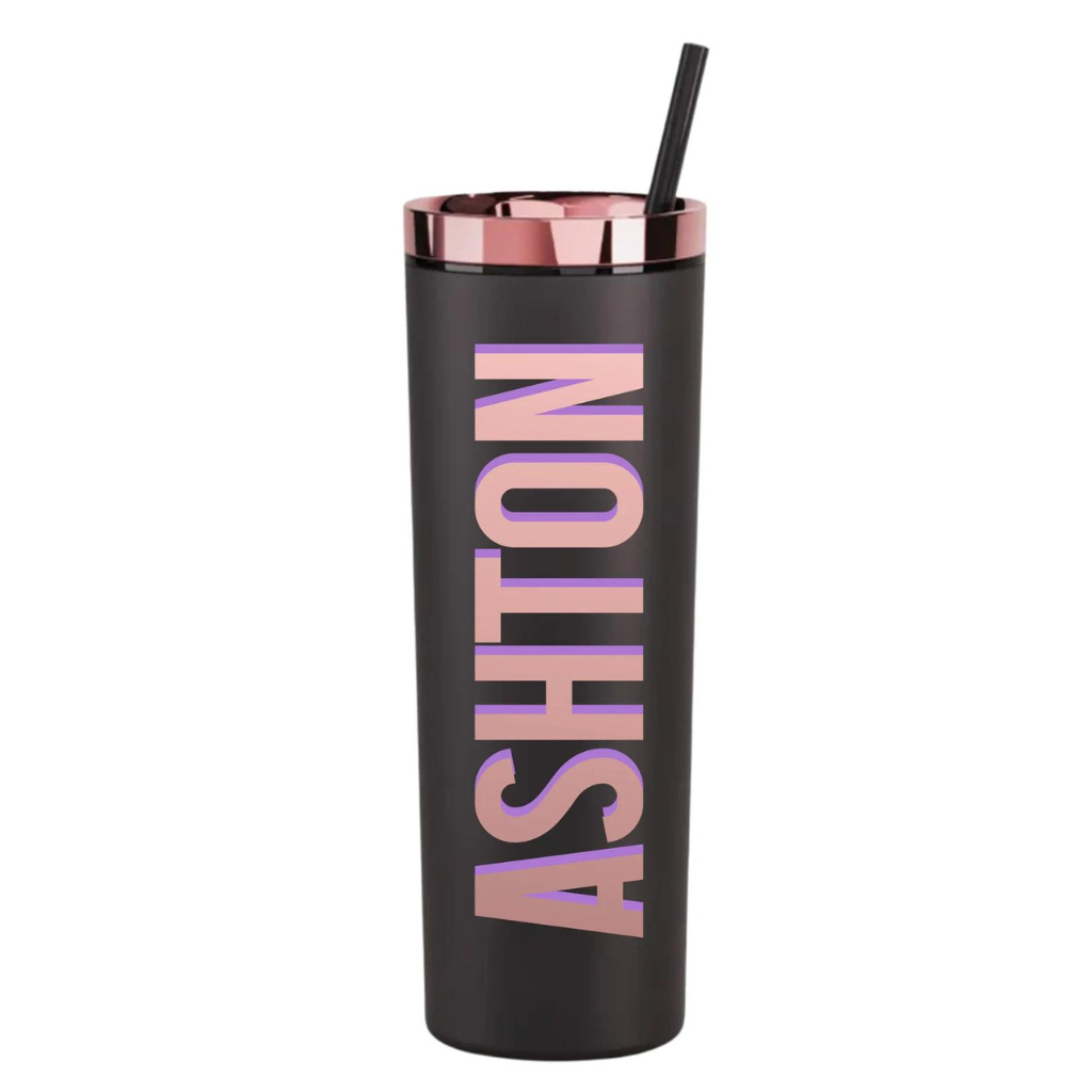 Personalized Tumbler With Lid and Straw, Bridesmaids Gifts, Acrylic Rubber Tumbler Matte, Skinny Tumbler