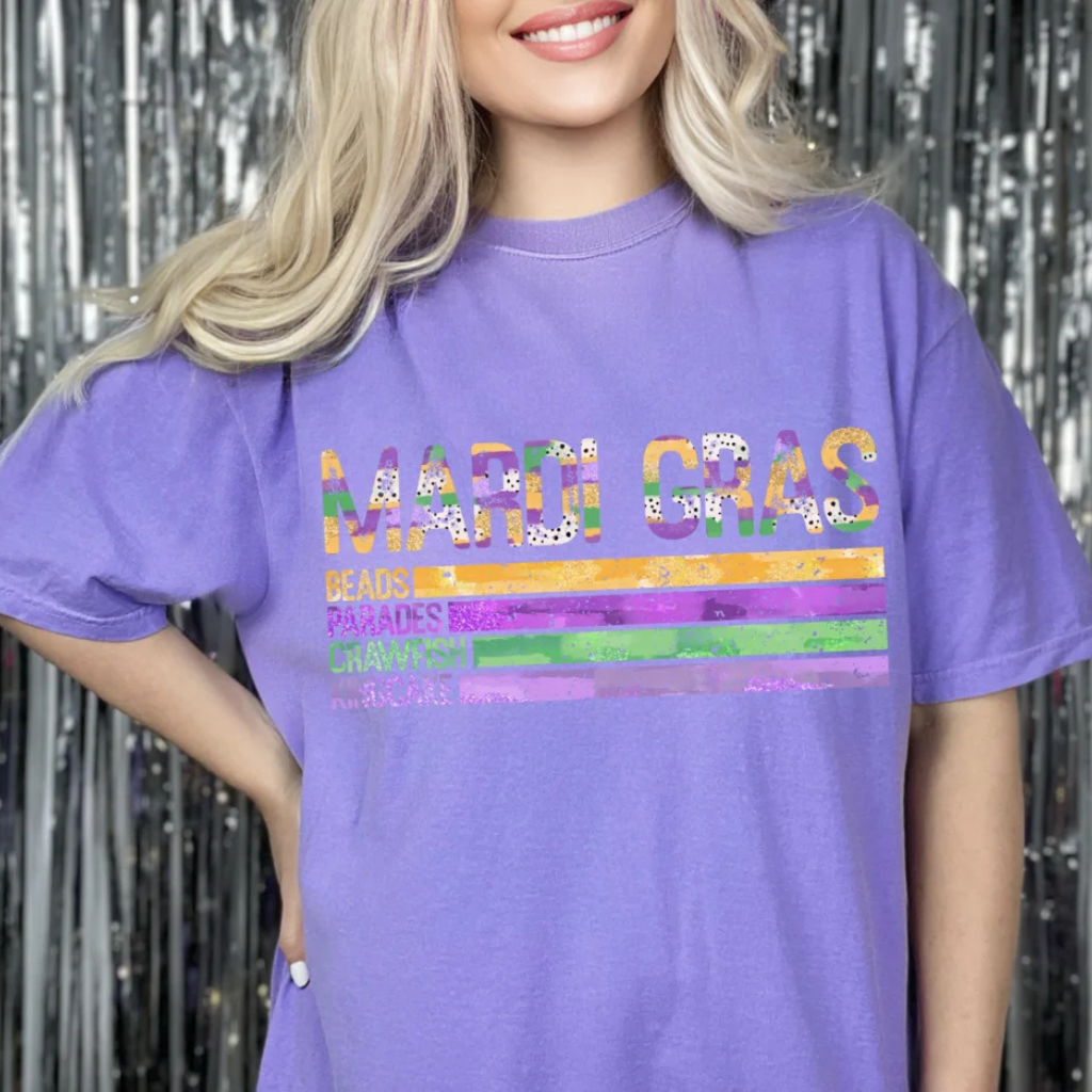 Mardi Gras Rainbow Comfort Colors Tee