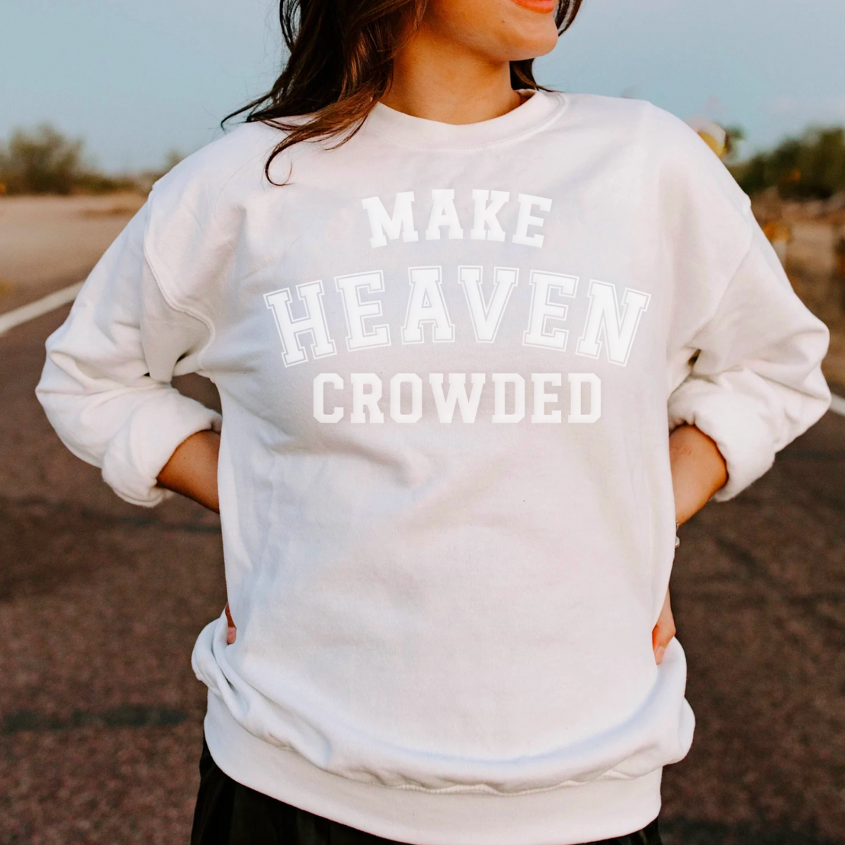 Make Heaven Crowded Puff Embossed Graphic Sweatshirt for Women