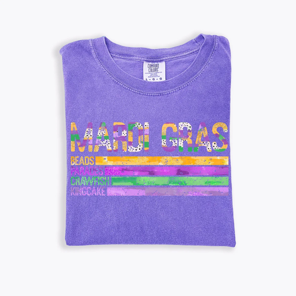 Mardi Gras Rainbow Comfort Colors Tee