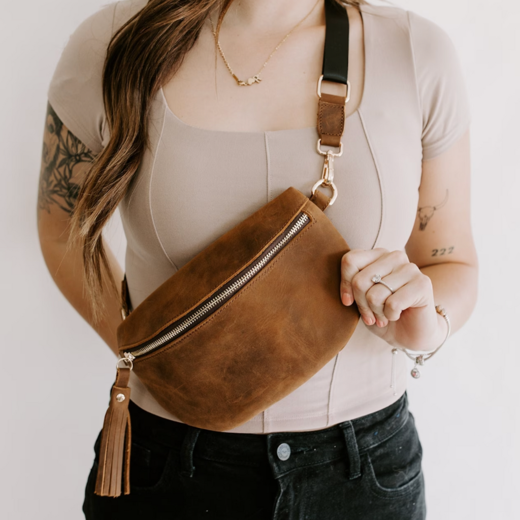 SALE - Brown belt bag for women cheapest - Leather fanny pack for woman - Minimalist waist bag - Leather belt bag - Bum bag from soft leather