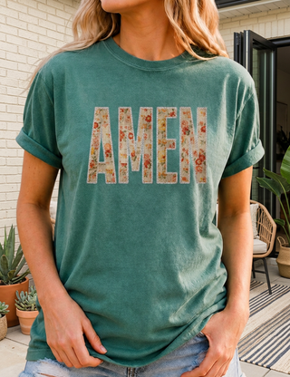 Floral Amen Christian Comfort Colors Tee
