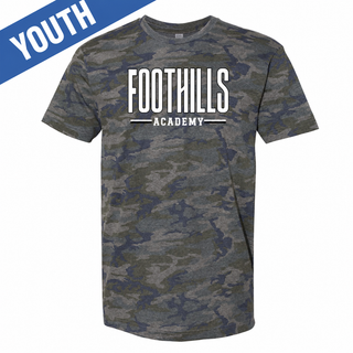 Youth Foothills Academy Varsity Block Letter Camo Graphic LAT T-Shirt