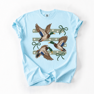 Flying Mallard Ducks Bow Comfort Colors Animal Lover Tee