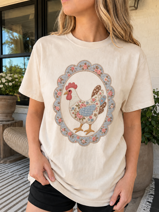 Vintage Floral Hen Comfort Colors Animal Lover Tee