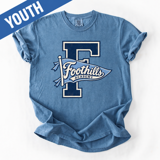 Youth Foothills Academy Collegiate Pennant Flag Comfort Colors Tee