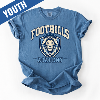 Youth Foothills Academy Collegiate Lion Graphic Comfort Colors Tee